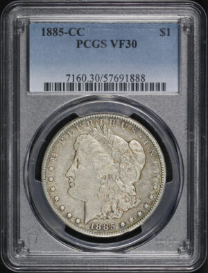 Obverse of this 1885-CC Morgan Dollar PCGS VF-30