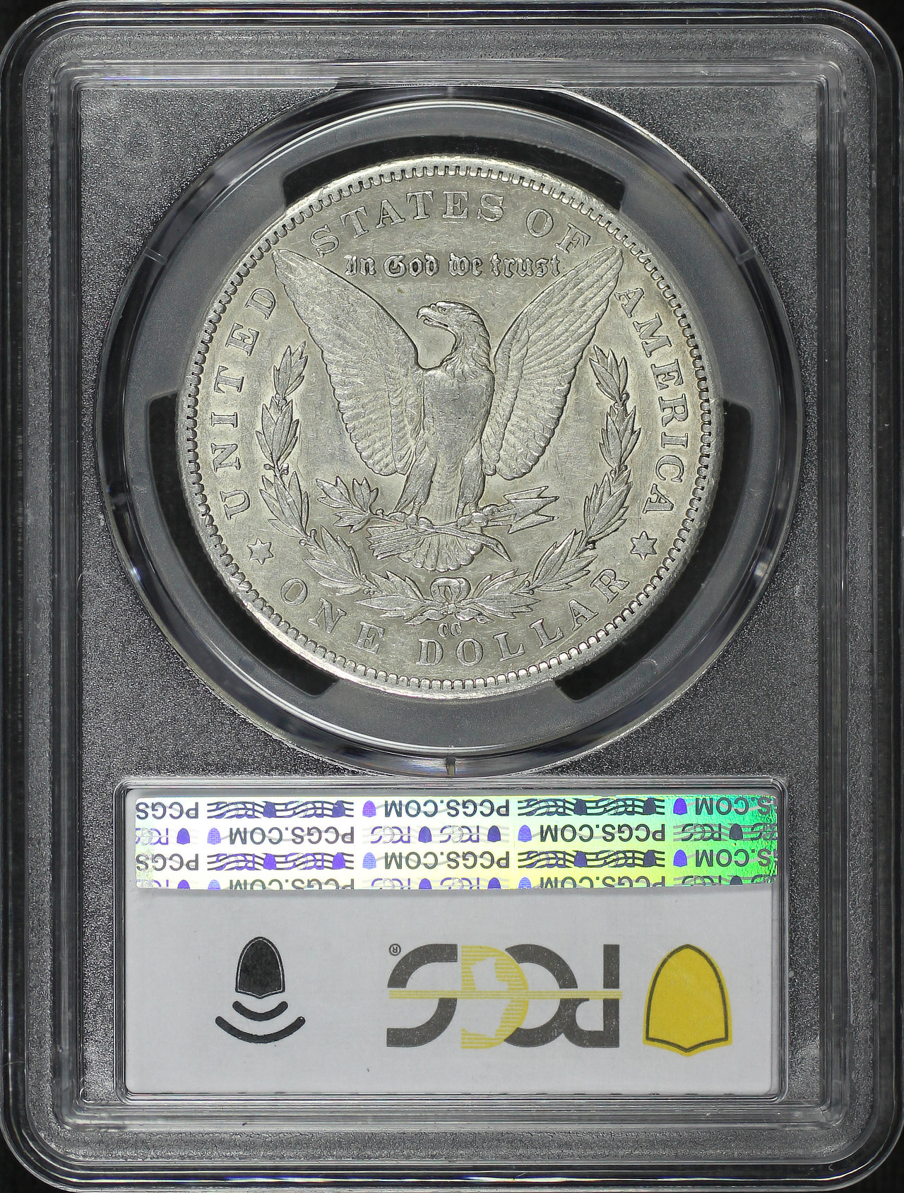 Reverse of this 1885-CC Morgan Dollar PCGS AU-50
