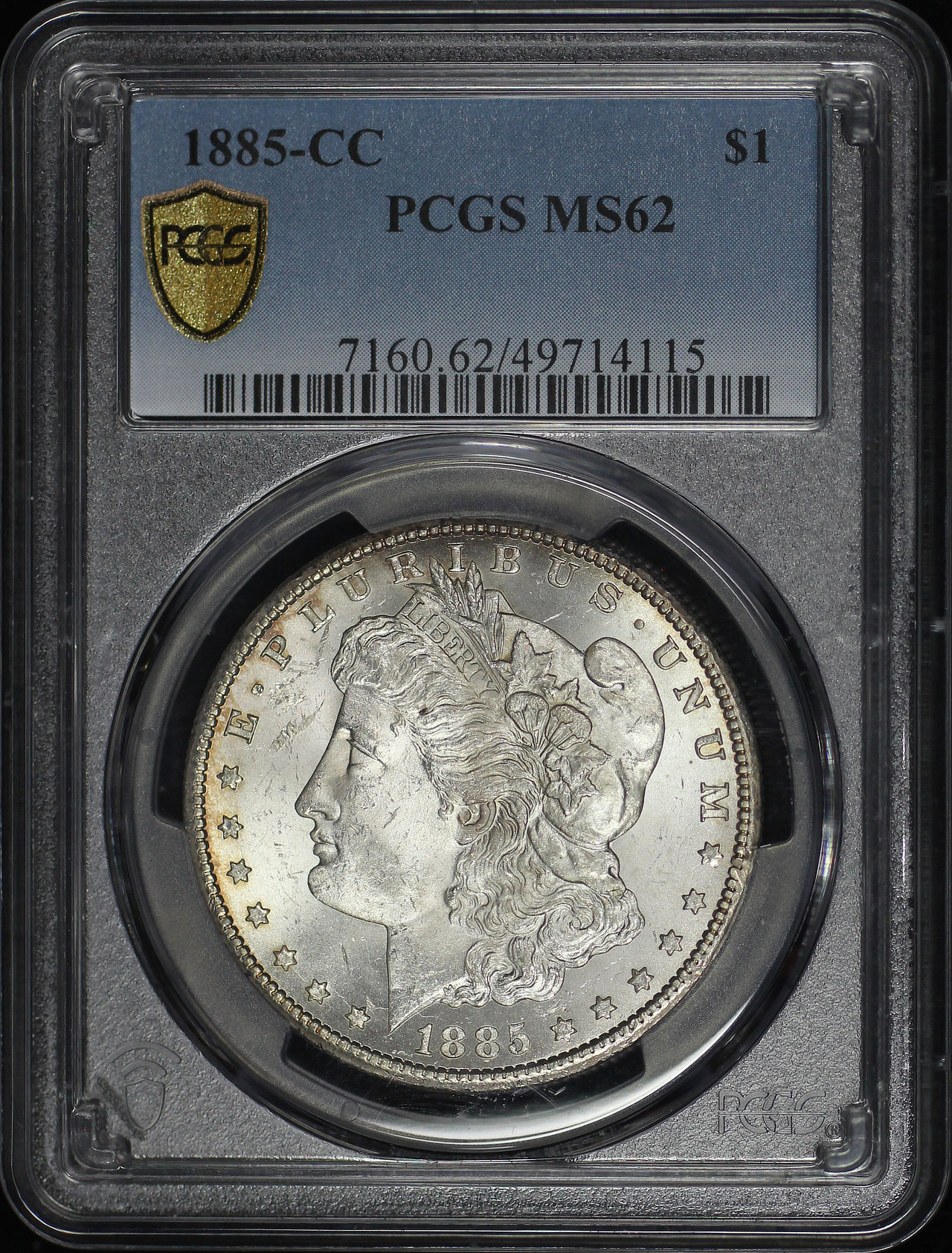 Obverse of this 1885-CC Morgan Dollar PCGS MS-62