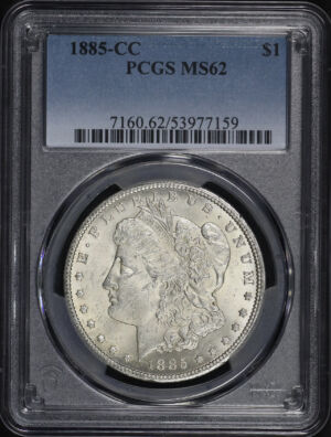 Obverse of this 1885-CC Morgan Dollar PCGS MS-62