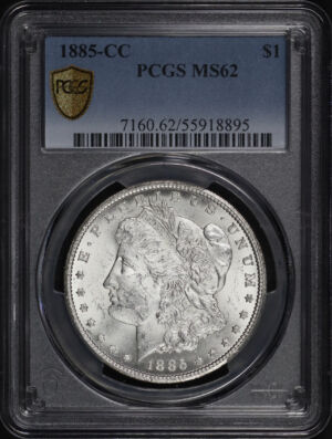 Obverse of this 1885-CC Morgan Dollar PCGS MS-62