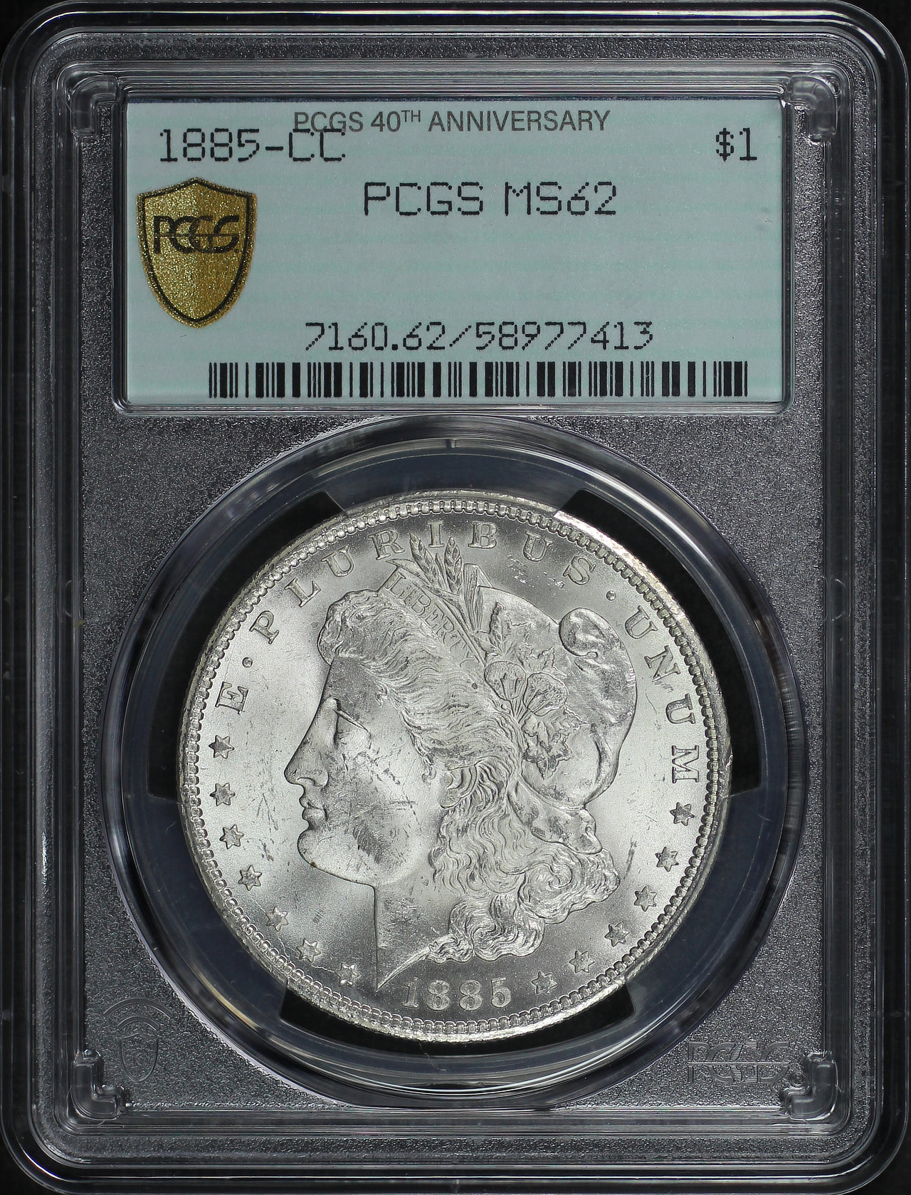 Obverse of this 1885-CC Morgan Dollar PCGS MS-62