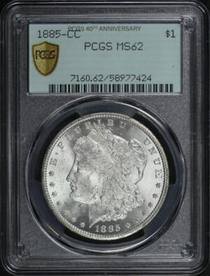 Obverse of this 1885-CC Morgan Dollar PCGS MS-62