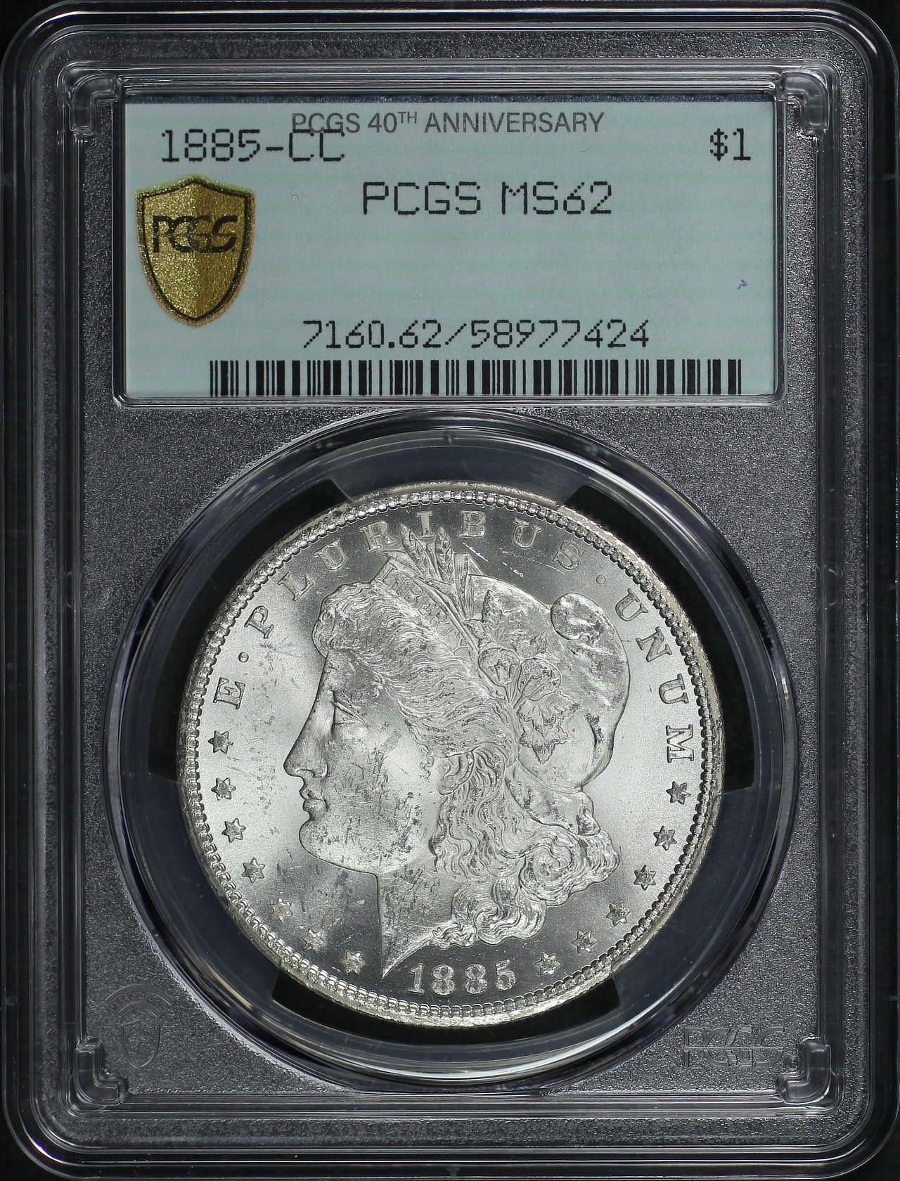 Obverse of this 1885-CC Morgan Dollar PCGS MS-62