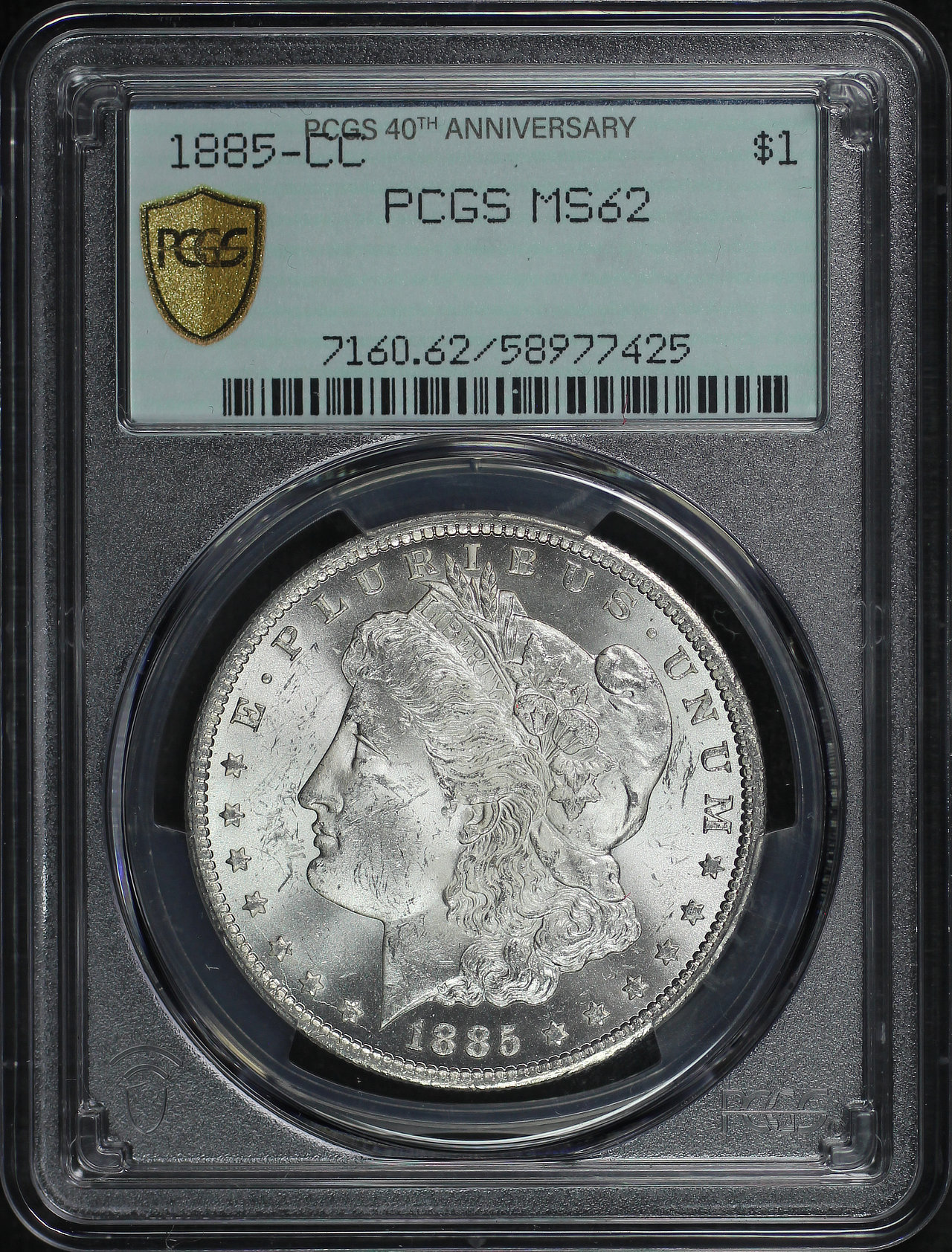 Obverse of this 1885-CC Morgan Dollar PCGS MS-62