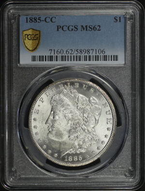Obverse of this 1885-CC Morgan Dollar PCGS MS-62