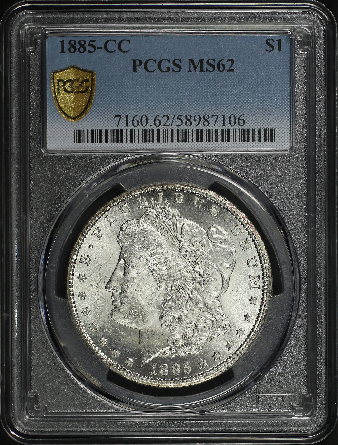 Obverse of this 1885-CC Morgan Dollar PCGS MS-62