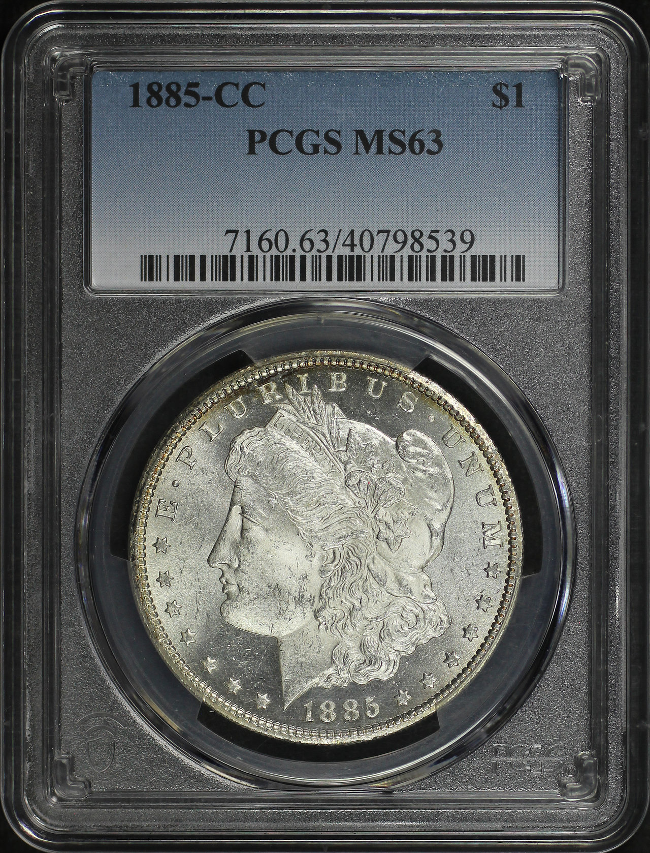 Obverse of this 1885-CC Morgan Dollar PCGS MS-63