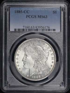 Obverse of this 1885-CC Morgan Dollar PCGS MS-63