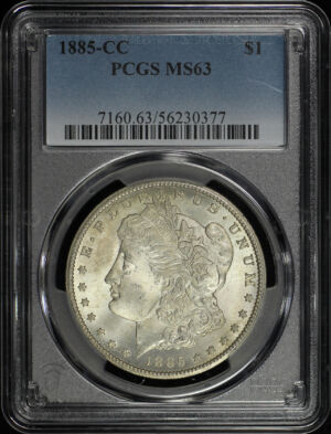 Obverse of this 1885-CC Morgan Dollar PCGS MS-63
