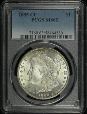 Obverse of this 1885-CC Morgan Dollar PCGS MS-63
