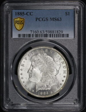 Obverse of this 1885-CC Morgan Dollar PCGS MS-63