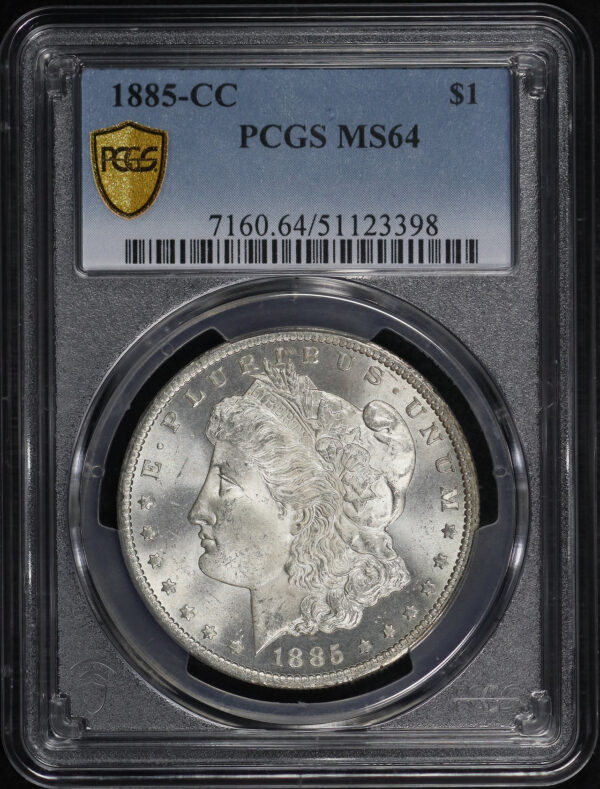Obverse of this 1885-CC Morgan Dollar PCGS MS-64