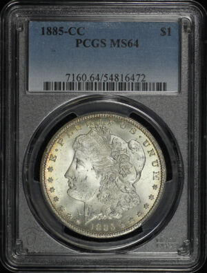 Obverse of this 1885-CC Morgan Dollar PCGS MS-64