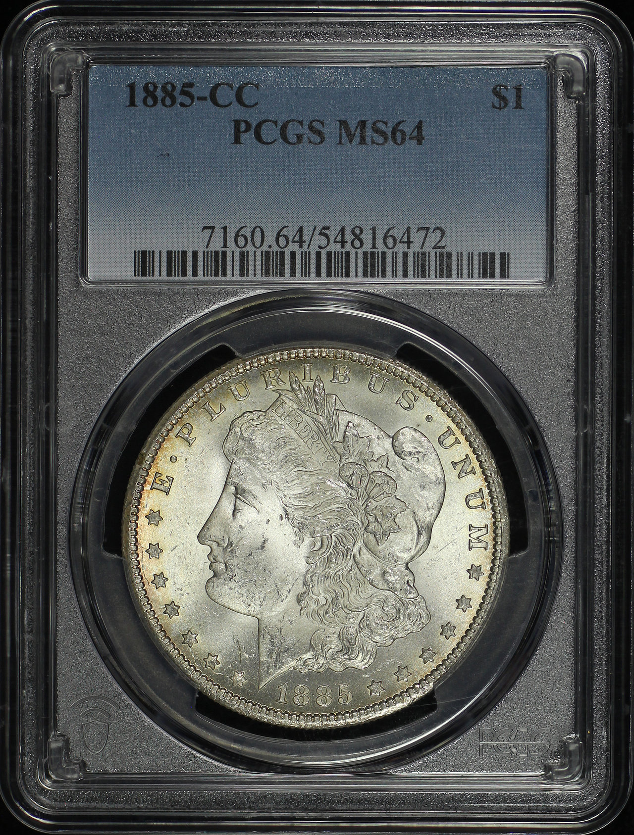 Obverse of this 1885-CC Morgan Dollar PCGS MS-64