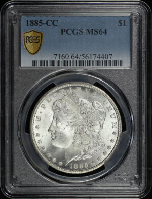 Obverse of this 1885-CC Morgan Dollar PCGS MS-64