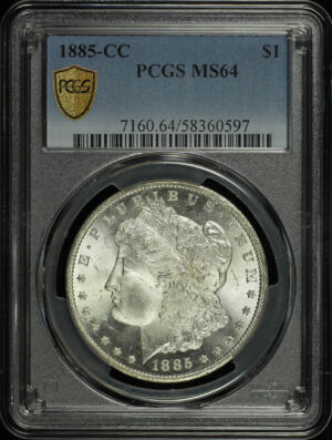 Obverse of this 1885-CC Morgan Dollar PCGS MS-64