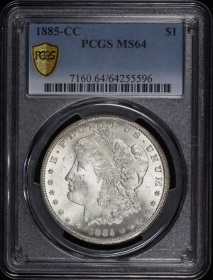 Obverse of this 1885-CC Morgan Dollar PCGS MS-64