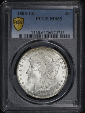 Obverse of this 1885-CC Morgan Dollar PCGS MS-65