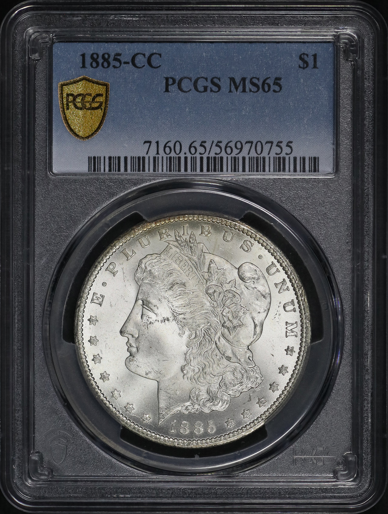 Obverse of this 1885-CC Morgan Dollar PCGS MS-65