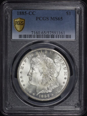 Obverse of this 1885-CC Morgan Dollar PCGS MS-65
