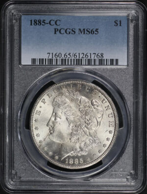 Obverse of this 1885-CC Morgan Dollar PCGS MS-65