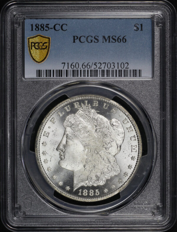Obverse of this 1885-CC Morgan Dollar PCGS MS-66