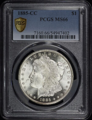 Obverse of this 1885-CC Morgan Dollar PCGS MS-66