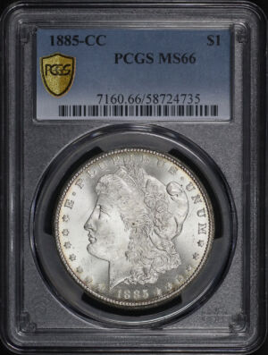Obverse of this 1885-CC Morgan Dollar PCGS MS-66