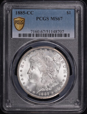Obverse of this 1885-CC Morgan Dollar PCGS MS-67