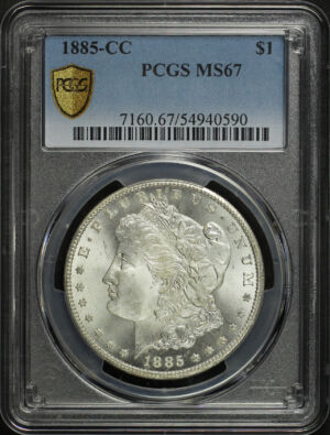 Obverse of this 1885-CC Morgan Dollar PCGS MS-67