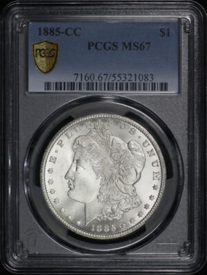 Obverse of this 1885-CC Morgan Dollar PCGS MS-67