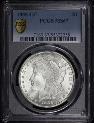 Obverse of this 1885-CC Morgan Dollar PCGS MS-67