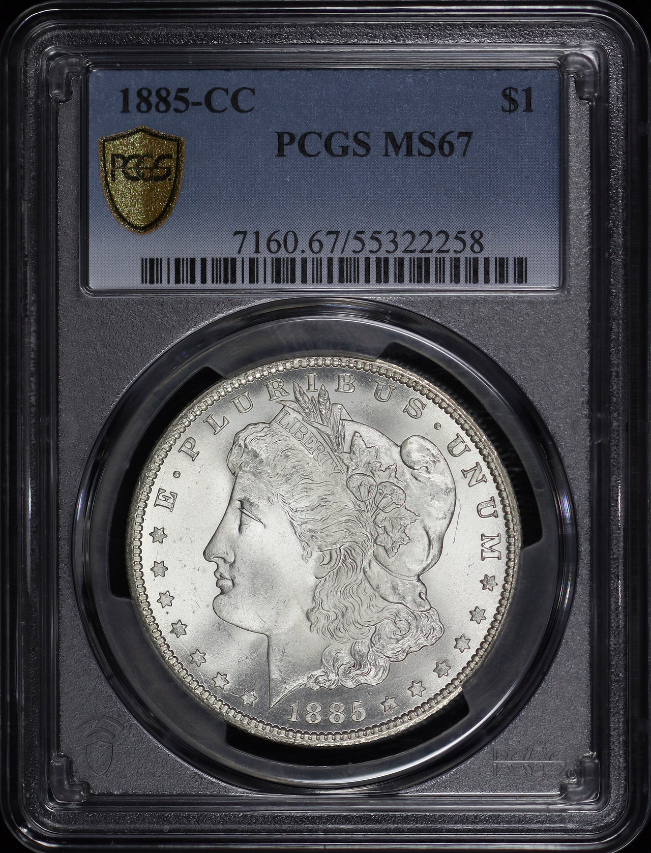 Obverse of this 1885-CC Morgan Dollar PCGS MS-67