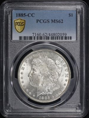 Obverse of this 1885-CC Morgan Dollar PCGS MS-62