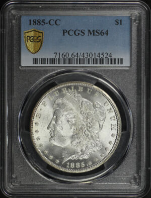 Obverse of this 1885-CC Morgan Dollar PCGS MS-64