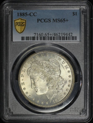 Obverse of this 1885-CC Morgan Dollar PCGS MS-65+