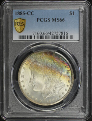 Obverse of this 1885-CC Morgan Dollar PCGS MS-66