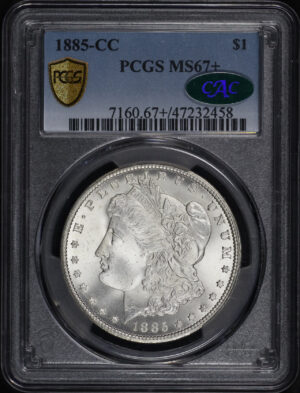 Obverse of this 1885-CC Morgan Dollar PCGS MS-67+ CAC