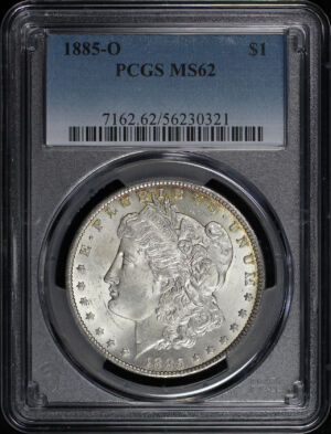 Obverse of this 1885-O Morgan Dollar PCGS MS-62