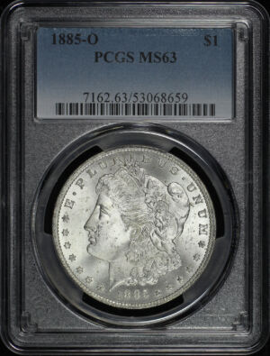 Obverse of this 1885-O Morgan Dollar PCGS MS-63