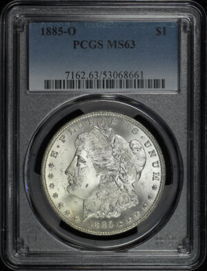 Obverse of this 1885-O Morgan Dollar PCGS MS-63
