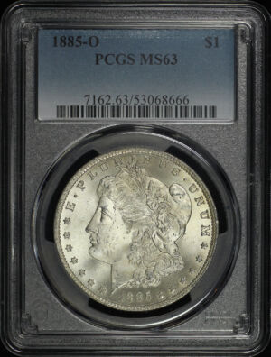 Obverse of this 1885-O Morgan Dollar PCGS MS-63