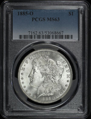Obverse of this 1885-O Morgan Dollar PCGS MS-63