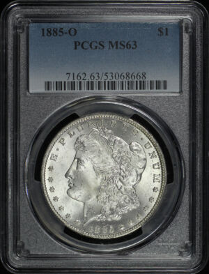 Obverse of this 1885-O Morgan Dollar PCGS MS-63