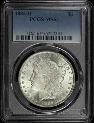 Obverse of this 1885-O Morgan Dollar PCGS MS-63