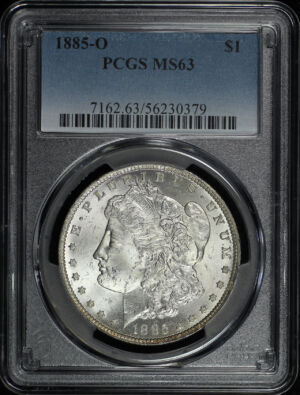 Obverse of this 1885-O Morgan Dollar PCGS MS-63