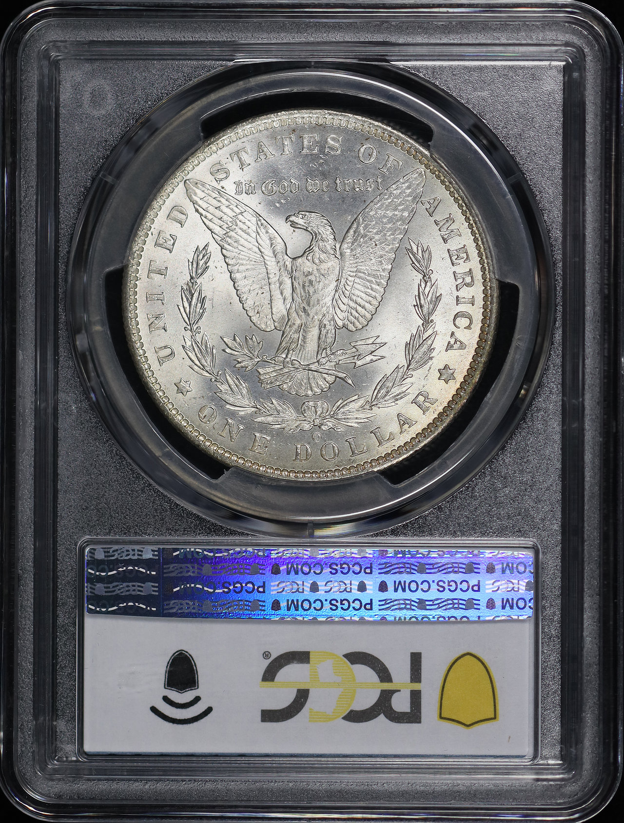 Reverse of this 1885-O Morgan Dollar PCGS MS-64 CAC Monster Rainbow Toning