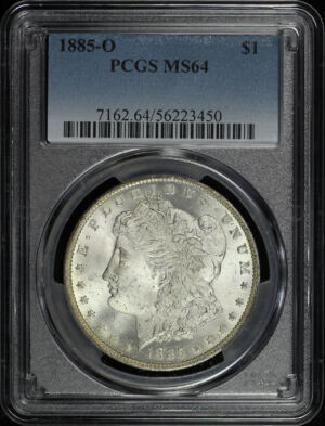Obverse of this 1885-O Morgan Dollar PCGS MS-64