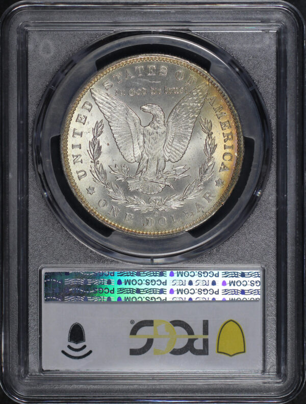 Reverse of this 1885-O Morgan Dollar PCGS MS-67 Banded Rainbow Obverse Toning